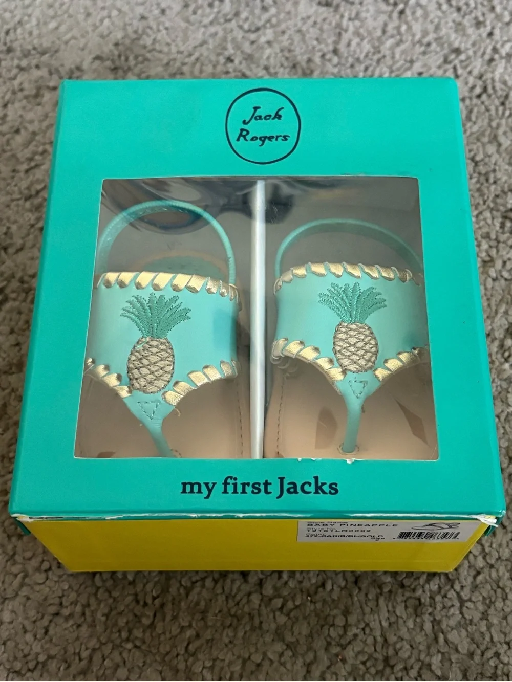 NEW My First Jacks Jack Rogers Baby Turquoise Pineapple Sandals Sz 2